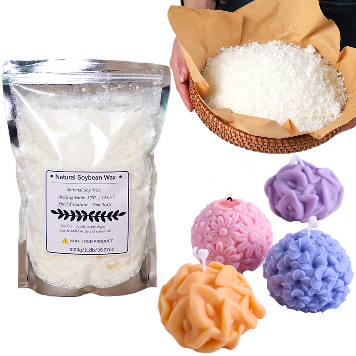Candle Making Soy Wax - 100/250/500/1000g Natural Soy Wax Flake DIY