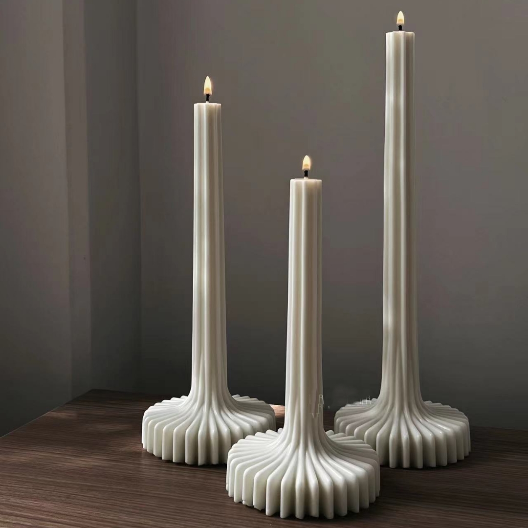 Candle Making Soy Wax - DIY Aesthetic Ribbed Pillar Candle Mold