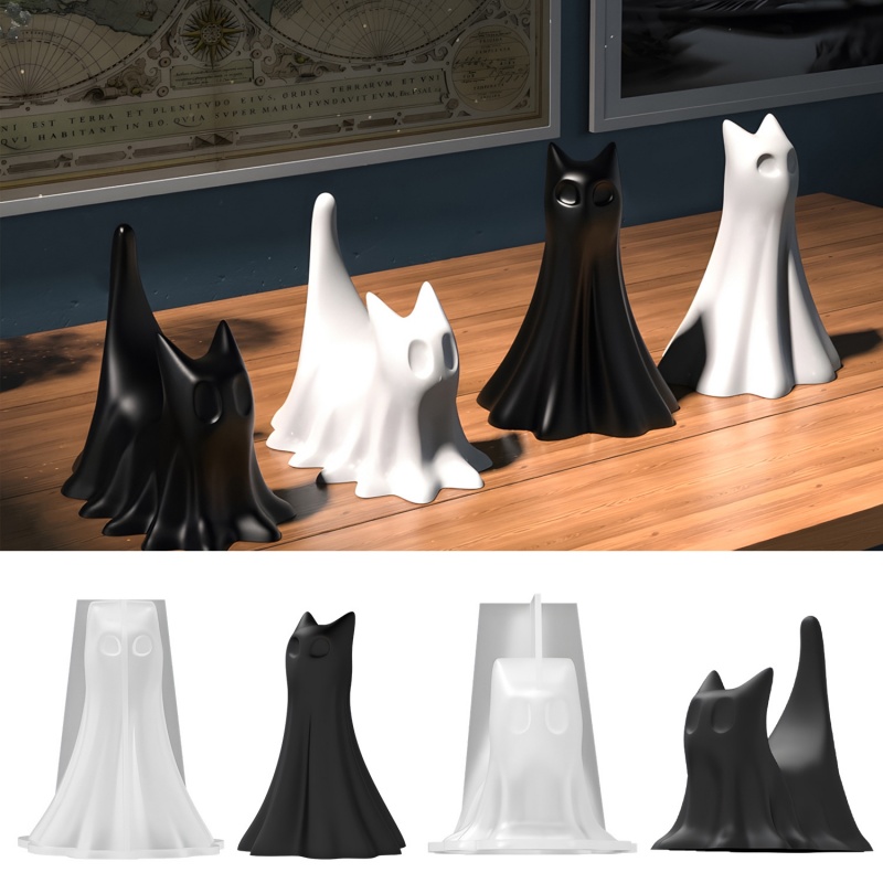 Ghost Cat Halloween Desktop Or - Candle Making Things 评论和价格
