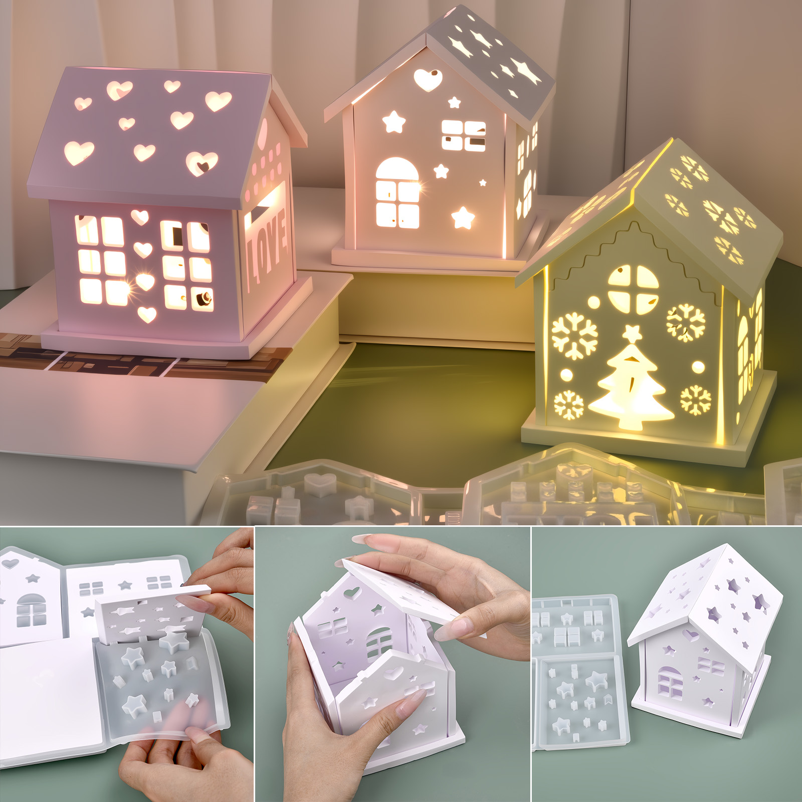 3D House Silicone Mold DIY Chr - Candle Making Things 评论和价格