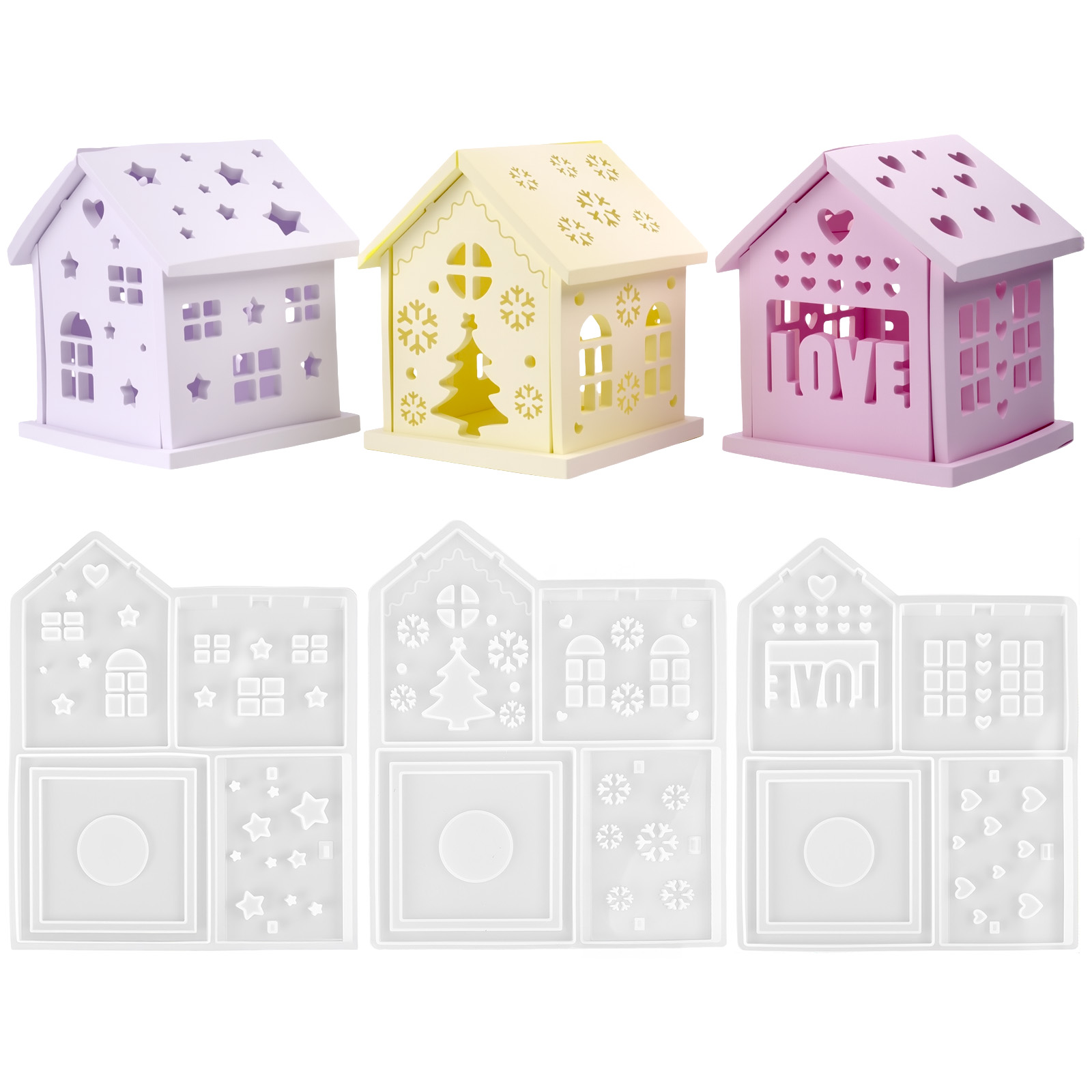 3D House Silicone Mold DIY Chr - Candle Making Things 评论和价格