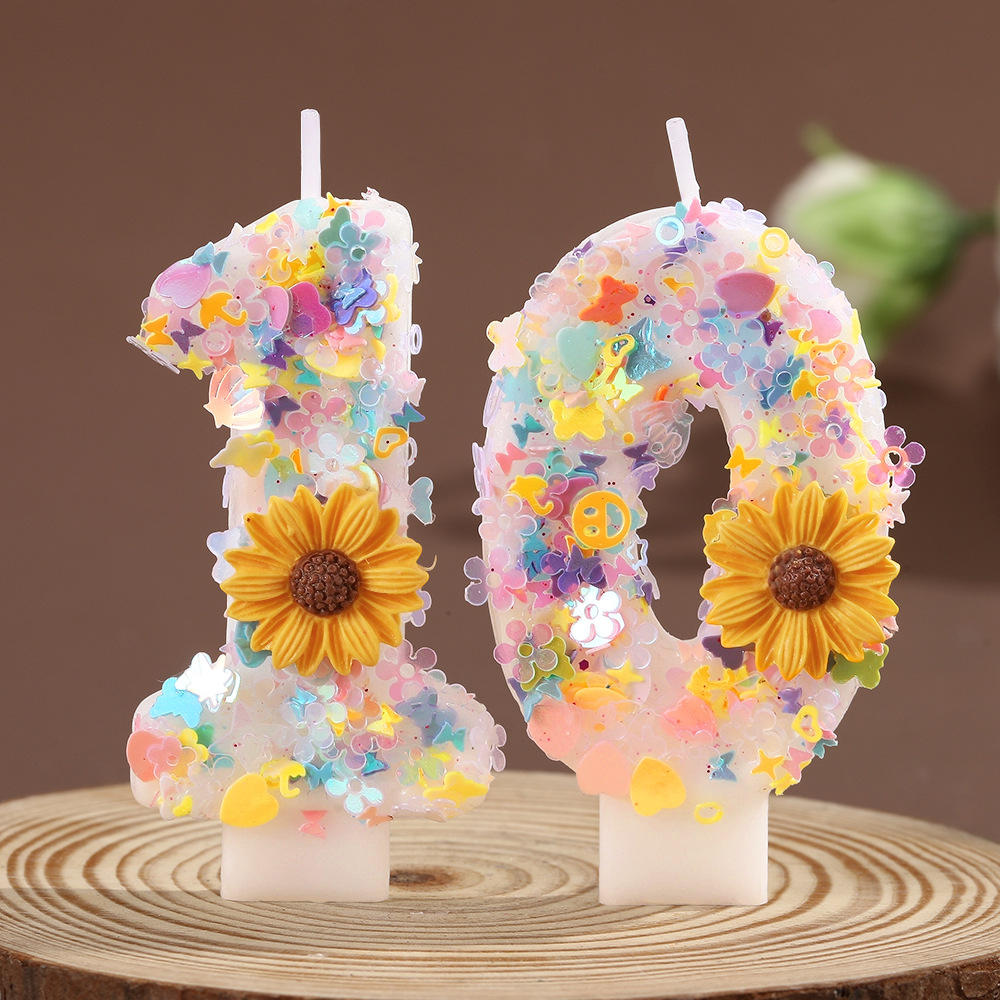 Sunflower Number Candles 0-9 C - Candle Making Things 评论和价格